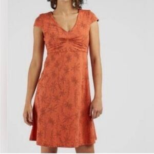 Toad & Co Rosemarie Cap Sleeve Orange Dress Organic Cotton Tencel size Medium